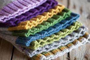 bonnets en tricot multicolores photo