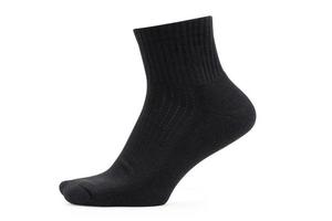 Chaussettes d'équipage noires isolées sur fond blanc avec un tracé de détourage photo