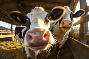 vaches à l'intérieur moderne laitier ferme photo