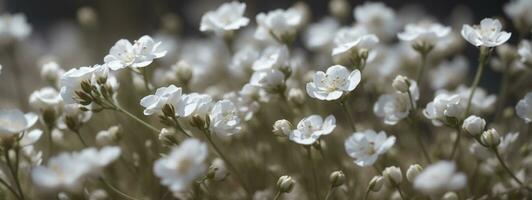 gypsophile sec peu blanc fleurs lumière macro. ai généré photo