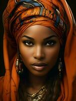 africain noir femme portrait, mignonne fille Stock photo arrière-plan, génératif ai