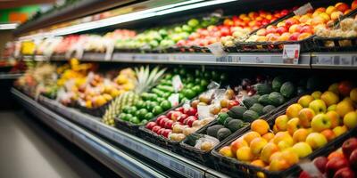 génératif ai, supermarché fruit sur étagère photo