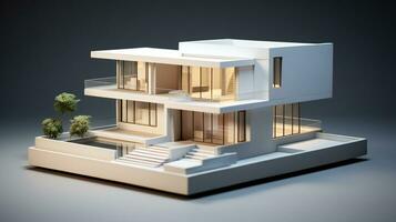 3d modèle de une moderne maison avec une bassin ai génératif photo