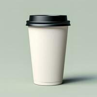une blanc café tasse avec une noir couvercle ai génératif photo