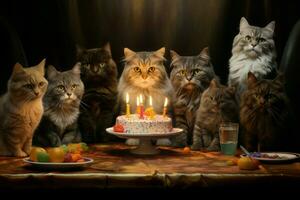 délicieux chat anniversaire. produire ai photo