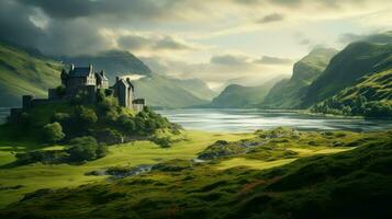 Écosse Écossais hauts plateaux robuste ai généré photo