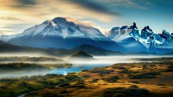 magnifique brumeux patagonien les matins ai généré photo