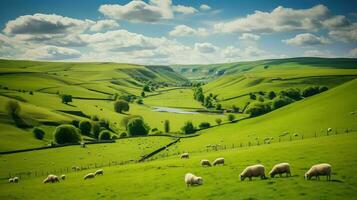 Angleterre roulant Anglais collines ai généré photo