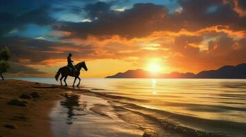 mer bord de mer à cheval équitation ai généré photo