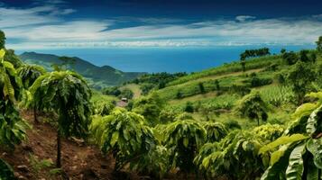 plantation île café plantations ai généré photo