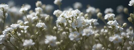 gypsophile sec peu blanc fleurs lumière macro. ai généré photo