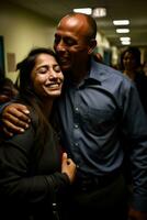 soumissionner des moments de réunion l'amour et joie éclater à immigration centres photo