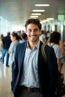 souriant visages à immigration point de contrôle croustillant Contexte avec vide espace pour texte photo