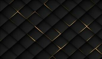 luxe abstrait noir métal Contexte avec d'or lumière lignes. foncé 3d texture. ai génératif photo