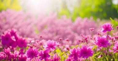 été rose fleur parc avec Matin lumière du soleil. printemps Contexte avec épanouissement des buissons. ai génératif photo