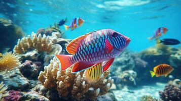 unique poisson sur corail récifs photo