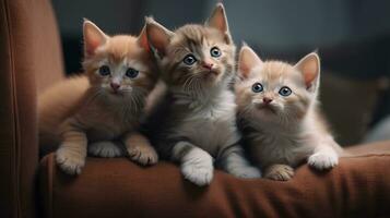 une groupe de adorable chatons câliné en haut ensemble photo