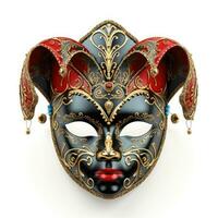 vénitien carnaval masque isolé sur blanc Contexte mascarade un masque modèle pour carnaval dans de face vue photo