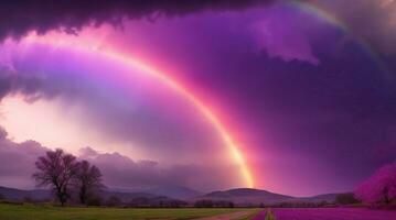 ai généré. ai génératif - domaine de enchanté crépuscule - une symphonie de violet et rose photo