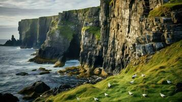 Voyage Arctique côtier falaises ai généré photo