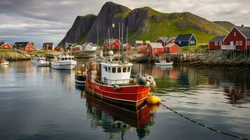 Nord Arctique pêche villages ai généré photo