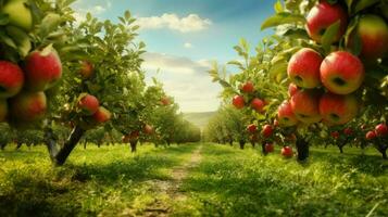 fruit campagne Pomme vergers ai généré photo
