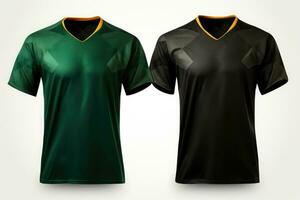 maquette des sports Football équipe uniformes multicolores chemise, génératif ai illustration photo