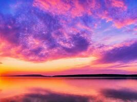 panorama de magnifique lever du soleil plus de Lac photo