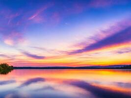 panorama de magnifique lever du soleil plus de Lac photo
