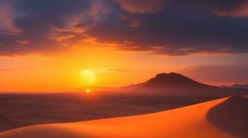 capturer le inspirante splendeur de une désert le coucher du soleil photo