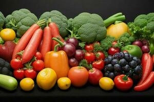 composition avec une variété de biologique des légumes et des fruits. pro photo