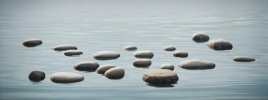 Zen chemin de des pierres dans grand écran. ai généré photo