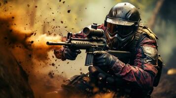 gens en jouant paintball photo