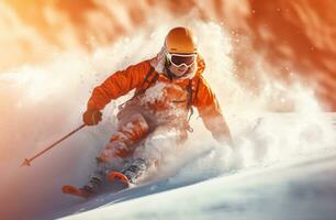 skieur sur neige et Soleil photo