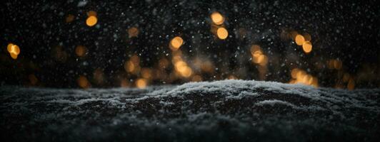 chute neige vers le bas sur le noir arrière-plan.. ai généré photo