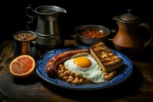 Anglais petit déjeuner aliments. produire ai photo