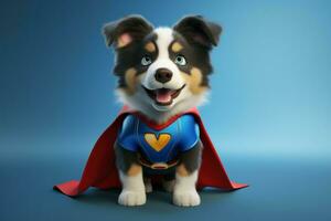 héroïque mignonne chien super-héros mascotte. produire ai photo