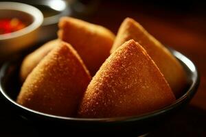 croustillant coxinha collation. produire ai photo