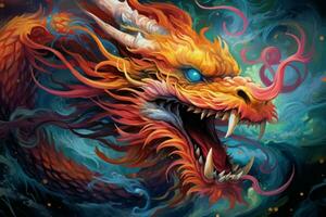 mythique chinois dragon. produire ai photo