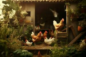 ferme peu poulets. produire ai photo