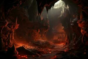 mystérieux la grotte caverne fantaisie. produire ai photo