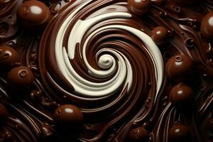 succulent décadent foncé Chocolat tourbillon. produire ai photo