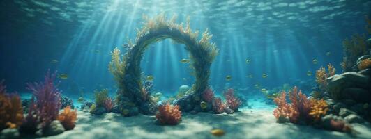 mer ou océan sous-marin Profond la nature Contexte. ai généré photo