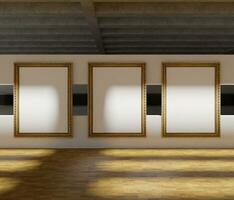 ensemble de Trois classique en bois Cadre maquette affiche dans le art Galerie salle de musée photo