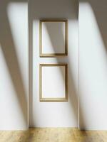 deux en bois Cadre maquette affiche dans le minimaliste intérieur photo