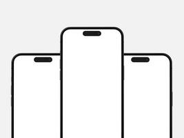 proche en haut ensemble de Trois téléphone 14 pro maquette écran sur le blanc isolé Contexte pour votre ui ux conception visuel photo