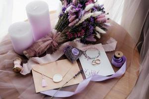 élégant bouquet de mariée de fleurs séchées photo