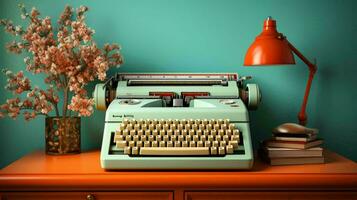 vieux élégant ancien rétro machine à écrire affiche photo