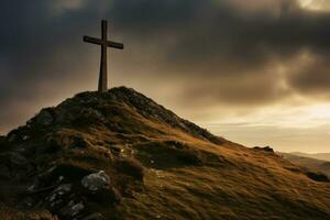 tranquille traverser catholique colline. produire ai photo