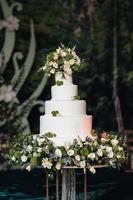 gâteau éponge de mariage festif avec crème glacée blanche